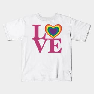 Hot Pink Love LGBT Heart Kids T-Shirt